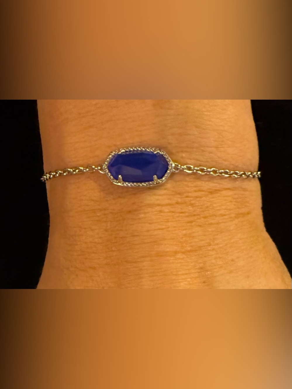 Kendra Scott Cobalt Blue Silver Chain Bracelet - Picture 3 of 3
